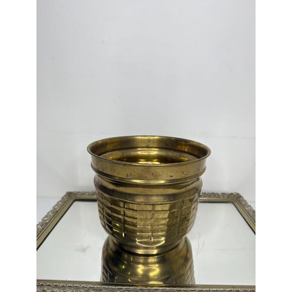 Lacquer Brass Planter for House plants, Made in India, Vintage - Picture 2 of 9